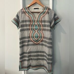 Thml linen stripe and brooders pullover dress or coverup size small